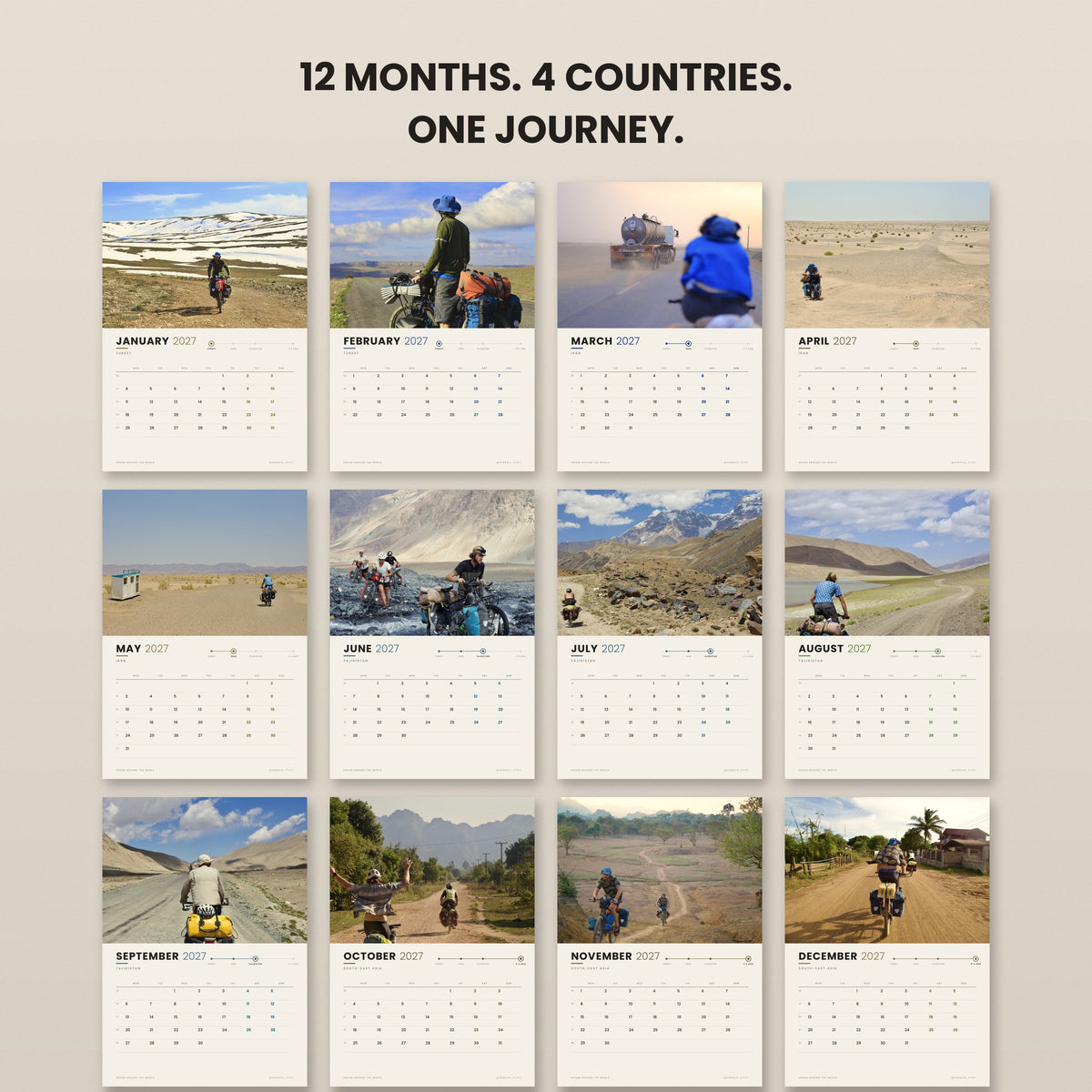 2027 Wall Calendar, Cycling The World | Bicycle Travel Photography